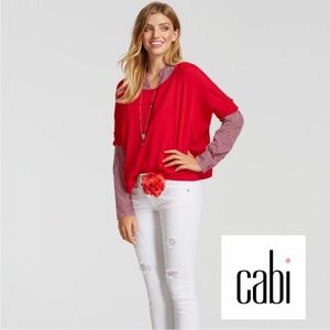Cabi Cartwheel Pullover Sweater Red Top Small  5279 Relaxed Fit Light weight